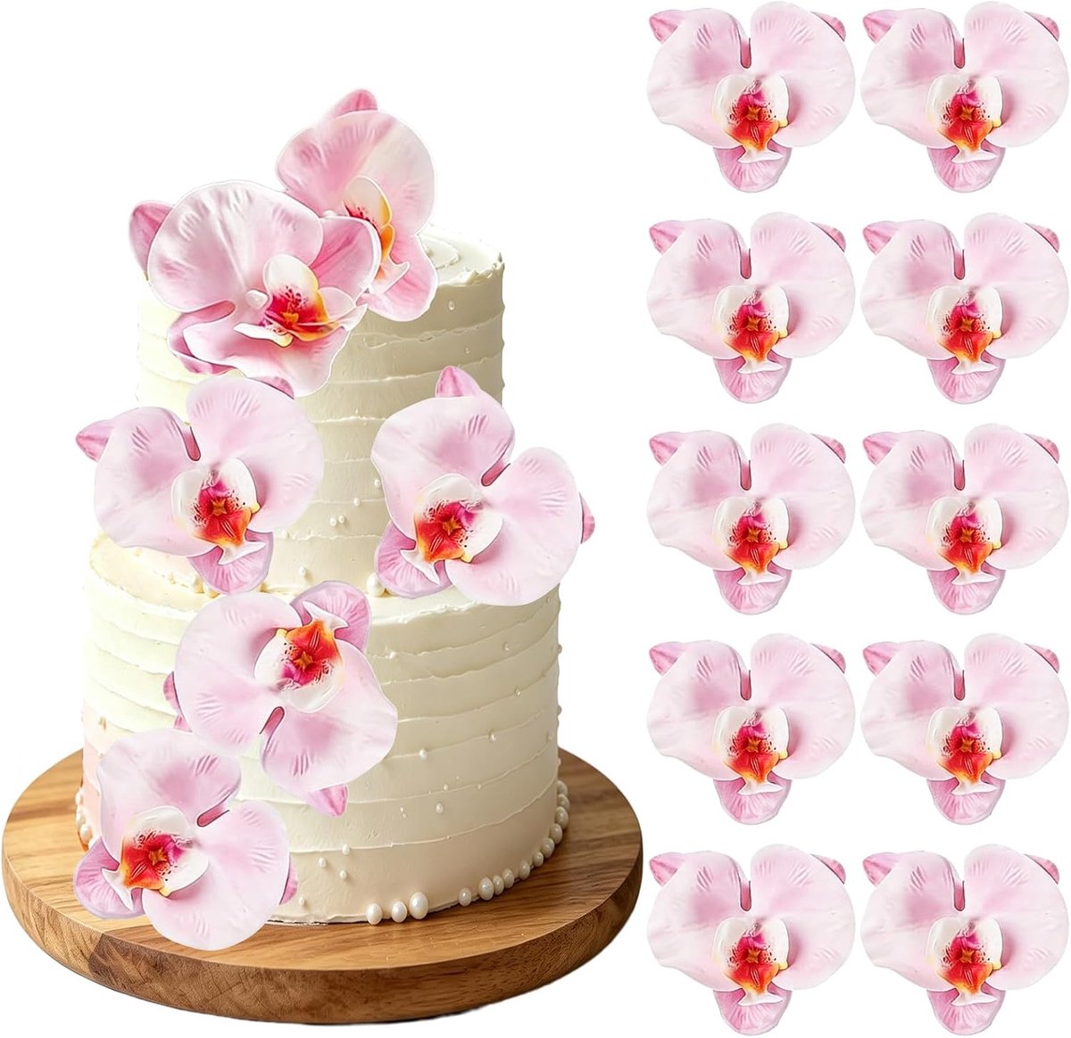 10 stuks Phalaenopsis orchidee taartdecoraties, taartdecoratie, bloemen, roze - ShopVlot