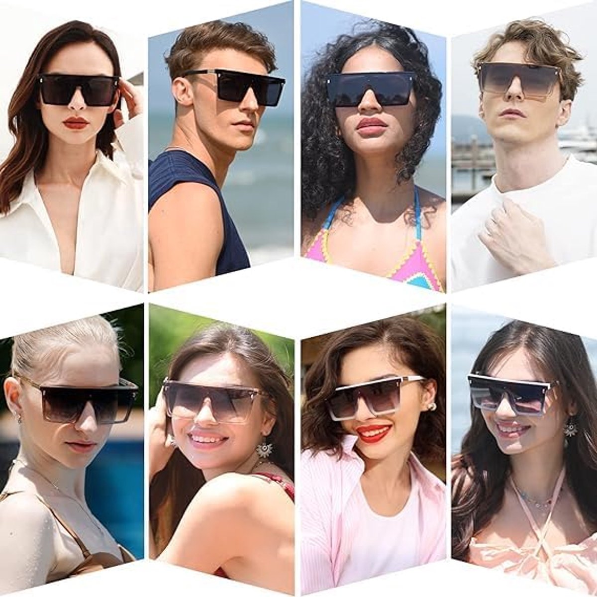 Dollger Square Oversized Sunglasses for Women Men Trendy Flat Top Big Black Shades UV400 Sunnies - ShopVlot