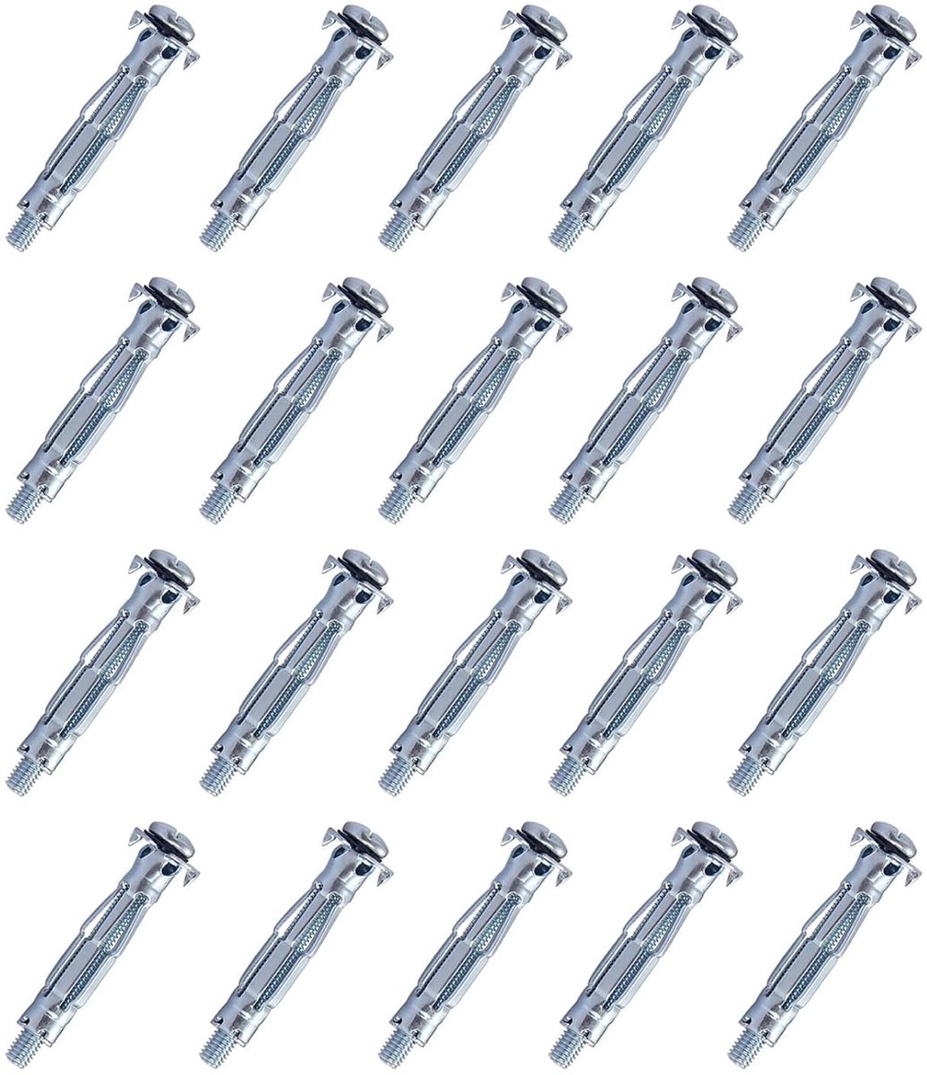 20 Pcs Spreader Plugs M8 x 65 Hollow Wall Plugs Metal Cavity Metal Plugs Spreader Plugs Metal Galvanized Hollow Wall - ShopVlot
