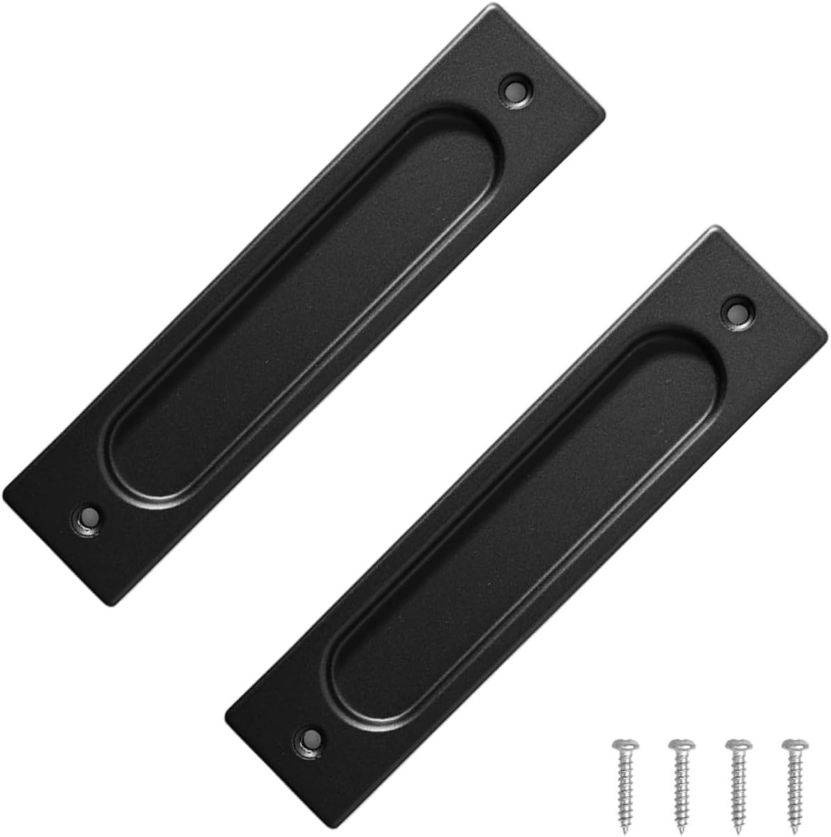 Set of 2 Screw Mounting Right Angle Sliding Door Handles – Flat Aluminium Alloy Flush-Mounted Handles – For Sliding - ShopVlot