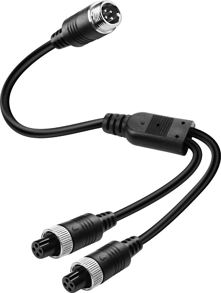 MEIRIYFA Car Video M12 4Pin Aviation Extension Cable Adapter 1 Male to 2 Female Aviation Y Splitter Converter Wire for - ShopVlot