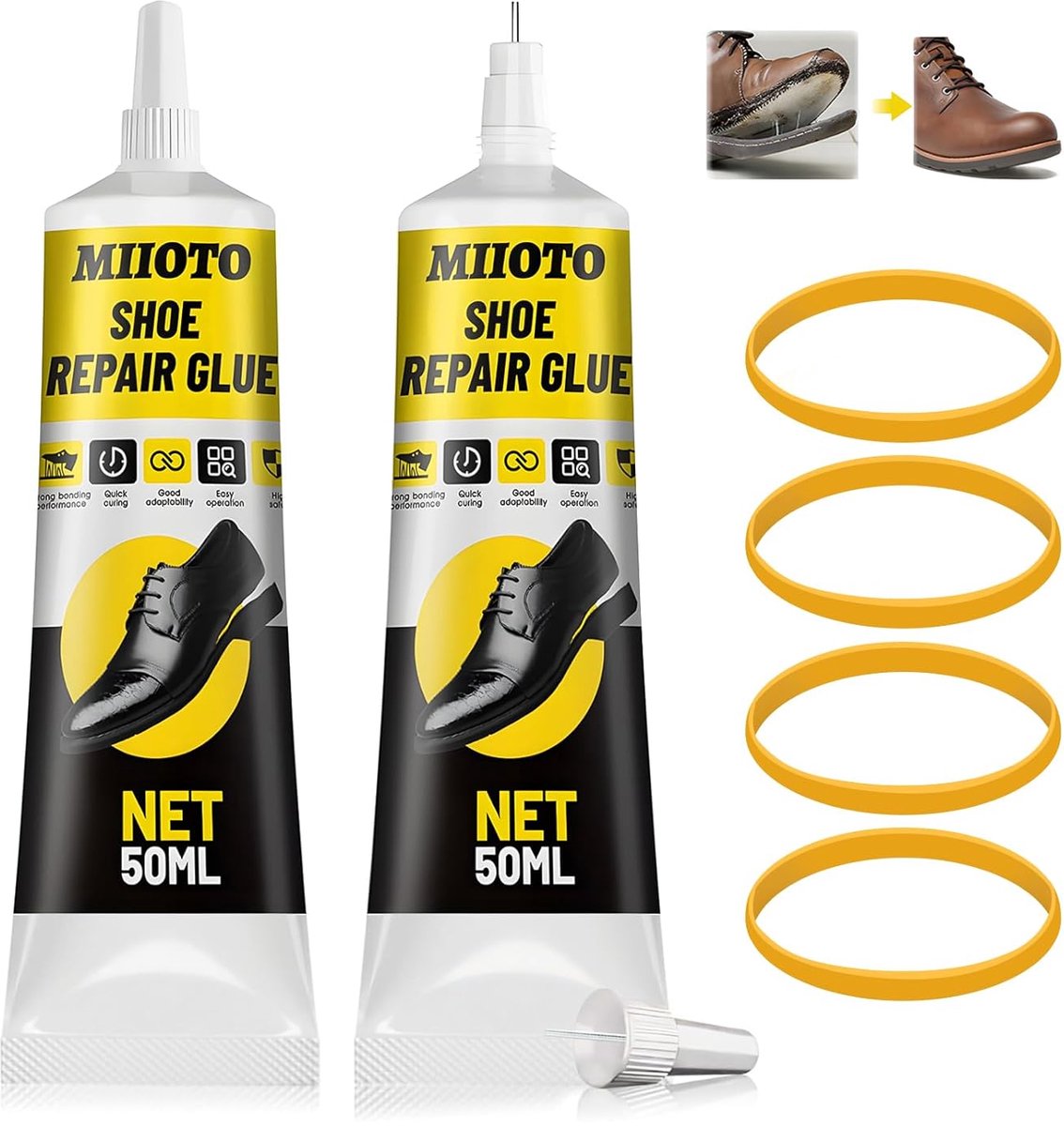 Miioto 100 g glue for shoes, extra strong sole, professional shoe glue for all types of repair, waterproof and - ShopVlot