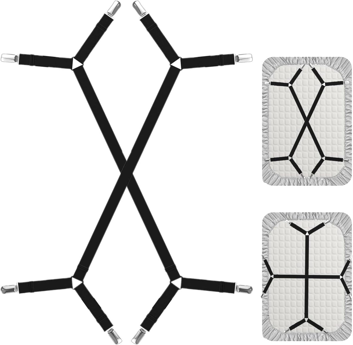 2 Pack Bed Sheet Clips Fitted Sheet Clips Mattress Sheet Clips Bedding Essentials Black Bed Sheet Holder Fasteners - ShopVlot