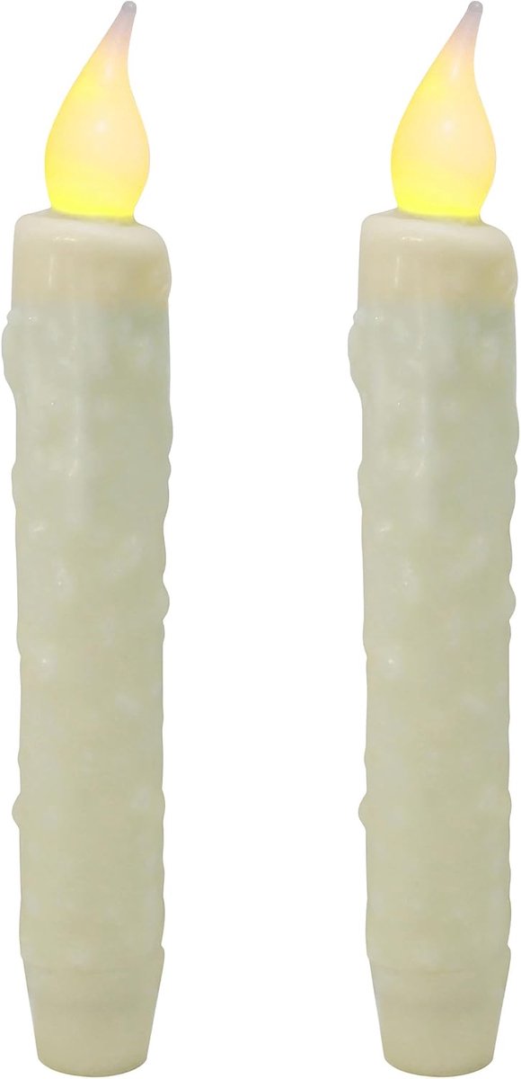 CVHOMEDECO. Real Wax Hand Dipped Battery Operated LED Timer Taper Candles Country Primitive Flameless Lighting Decor - ShopVlot