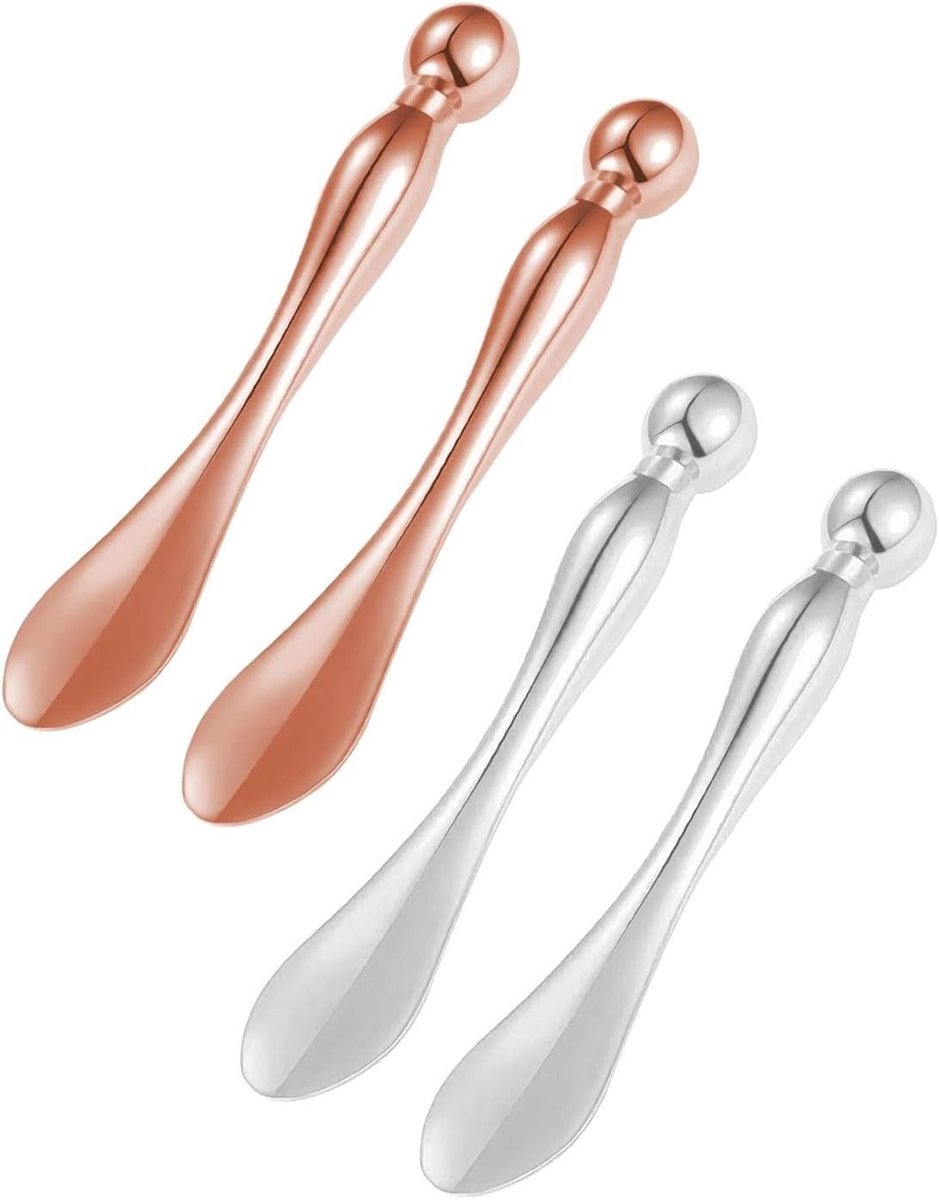 Oogmassage Set met 4 Stuks - Verstevigende en Liftende Oogcrème Lepels van Zinklegering voor Effectieve Huidverzorging