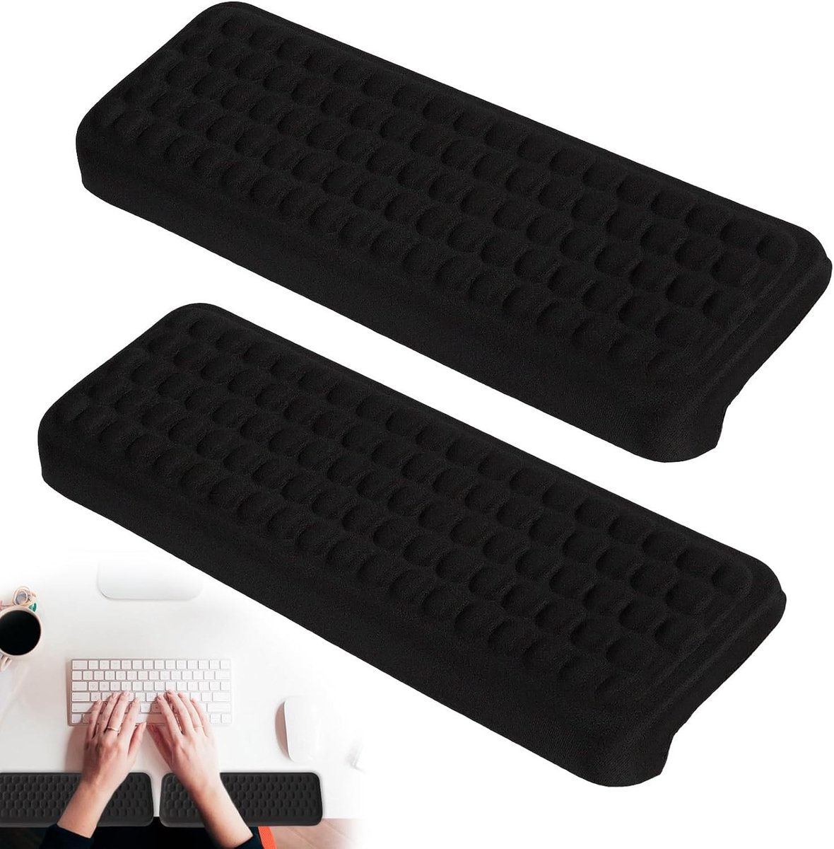 Ergonomische L-vormige polssteun van traagschuim, antislip handsteun voor kantoor en gaming, 2 stuks