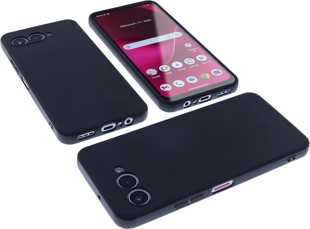 Hoesje compatibel met Telekom T-Phone 3 beschermhoes zwart tas rubber TPU telefoonbescherming smartphone hoes - ShopVlot