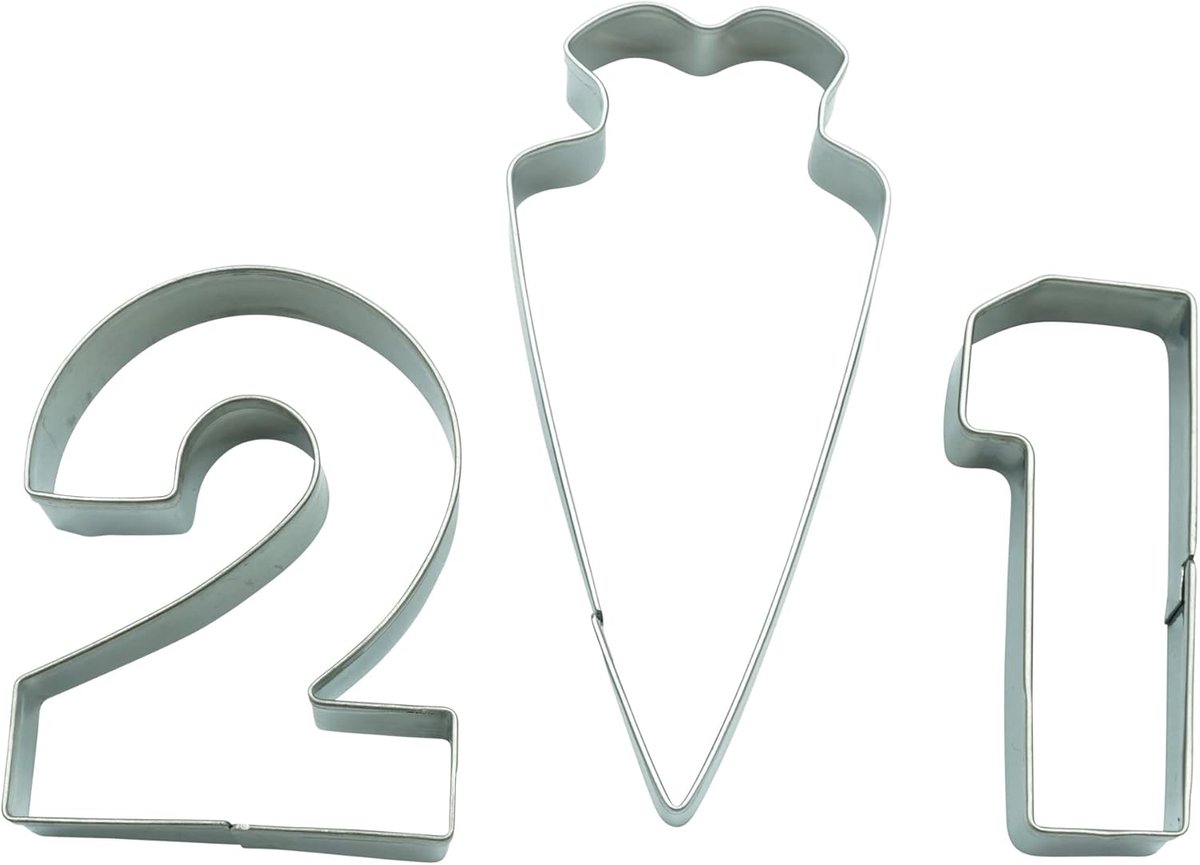 BekkiB 880283 Set of 3 Cookie Cutters "Schoolanfang" - Schultüte Cookie Cutter, Number 1 and Number 2 - Stainless Steel - ShopVlot