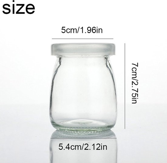 Set van 6 Glazen Yoghurttanks met Deksel - Lekvrije Reiskleine Potjes voor Jam, Honing en Desserts, Geschikt voor Vaatwasser — afbeelding 5