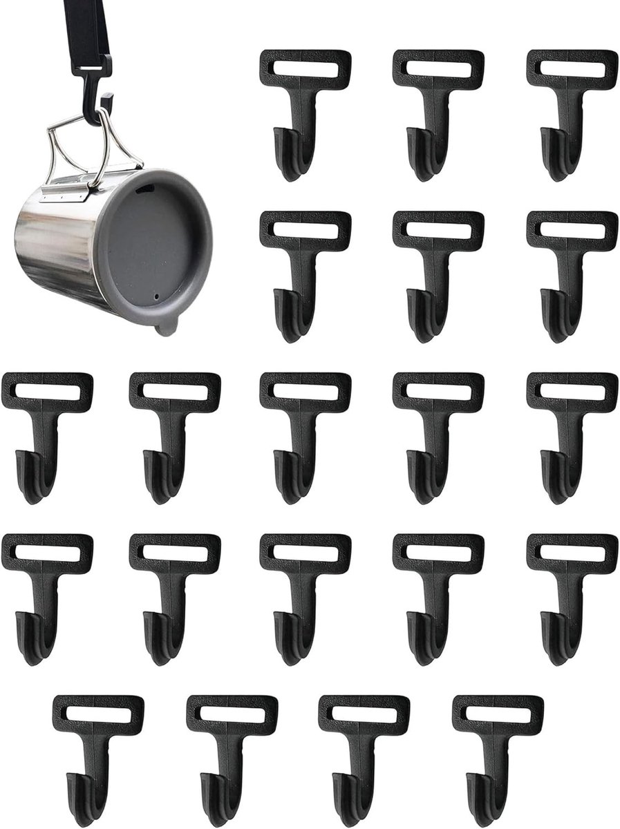 Set van 20 Zwarte Plastic Haken voor Tent - Ideaal voor Kamperen, Buitenactiviteiten en Lichtbevestiging