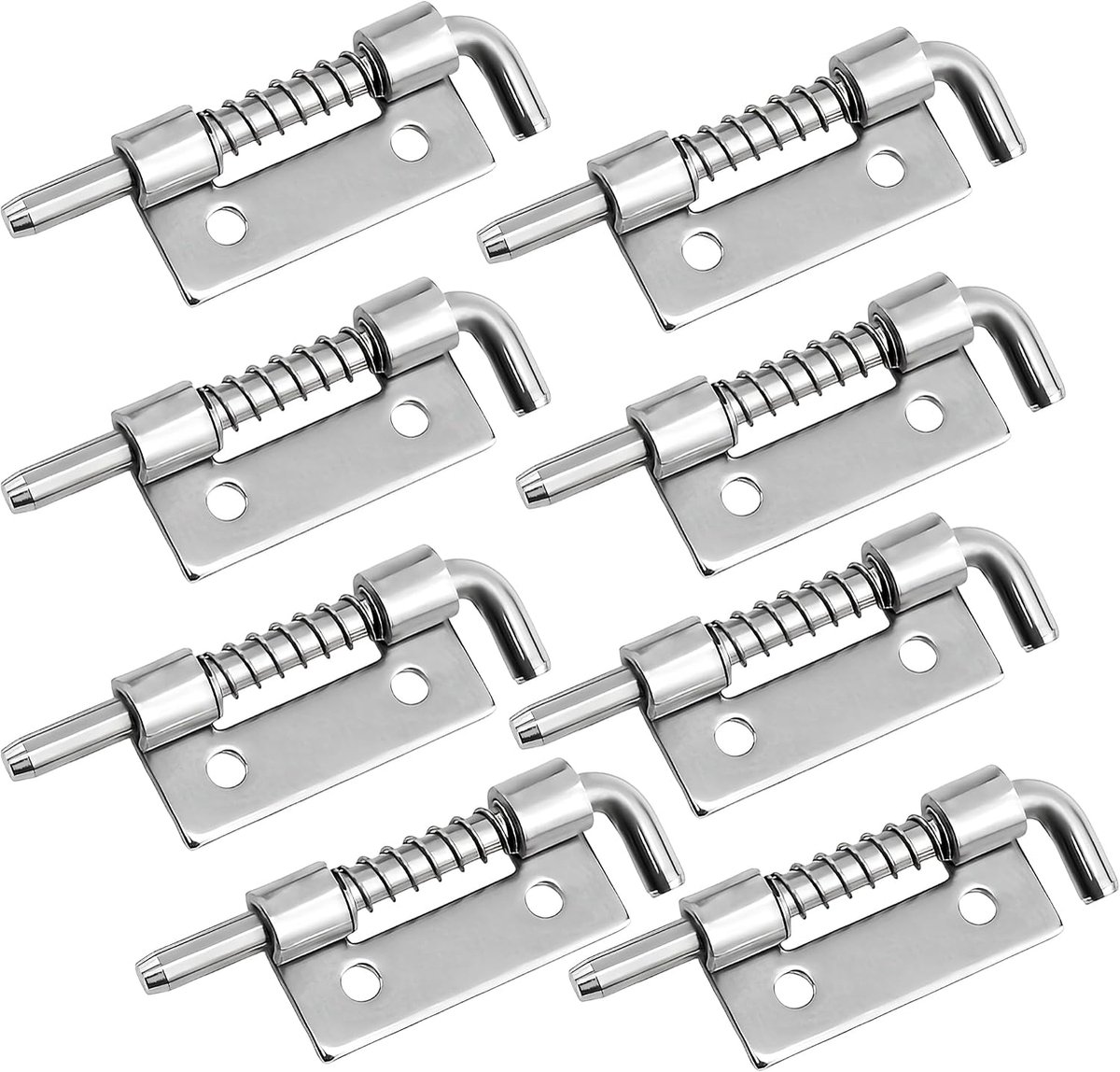 8 RVS Veergrendels voor Deuren en Kasten, Veerpen Slot 52 mm - ShopVlot
