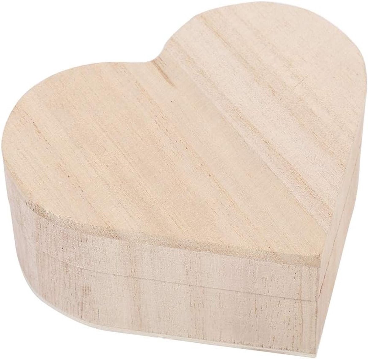 Houten Sieradenbox in Hartvorm, DIY Opbergdoos met Deksel voor Sieraden, Kleine Cadeaus en Trinkets (10x9x4.2cm) - Perfect voor Creatieve Projecten en Geschenkverpakkingen
