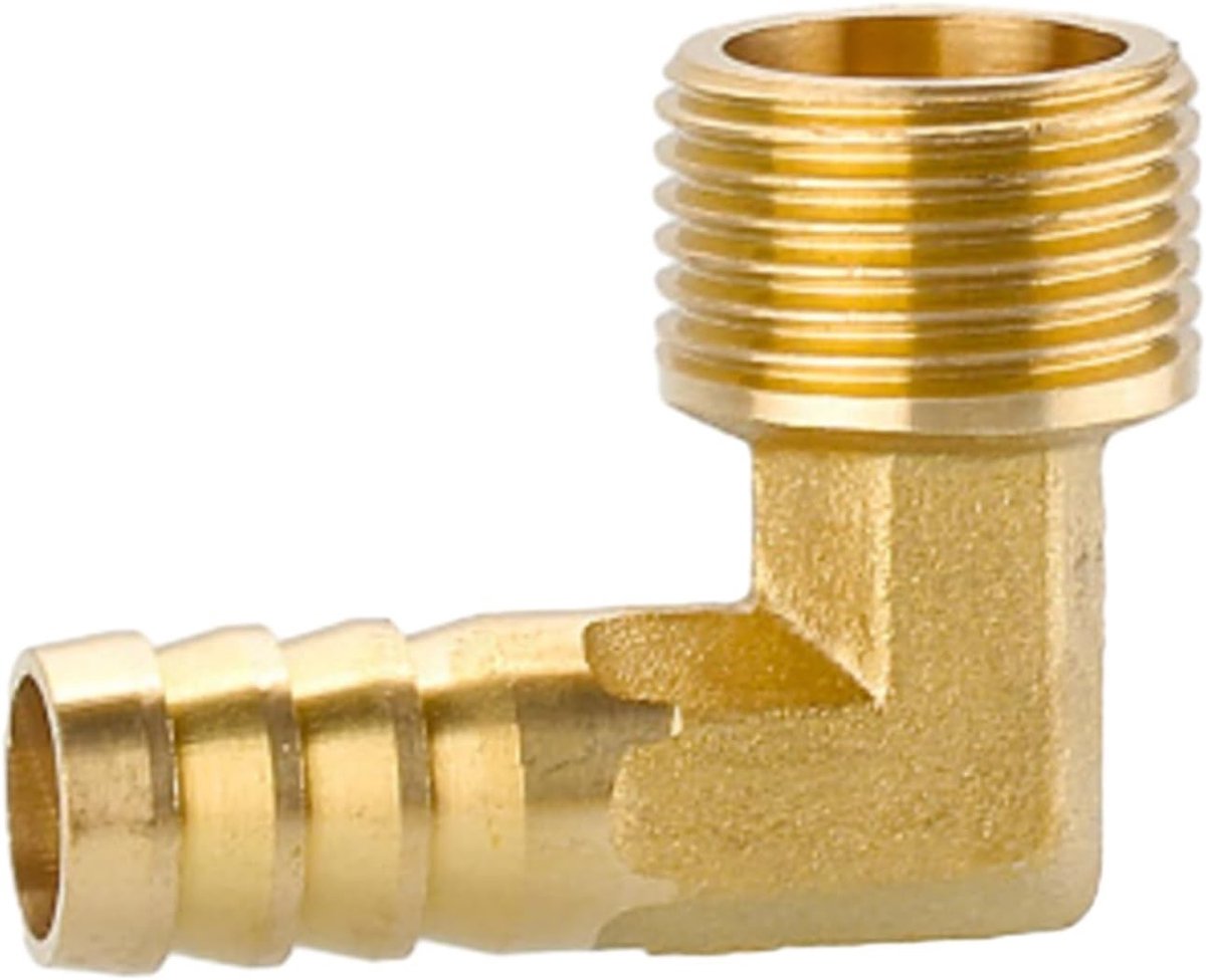 3/8" Slang T-stuk 90 Graden L-vormige Barbed Verbinder voor Slangen, Mannetje Draad Adapter voor Lucht, Water en Olie (10mm)