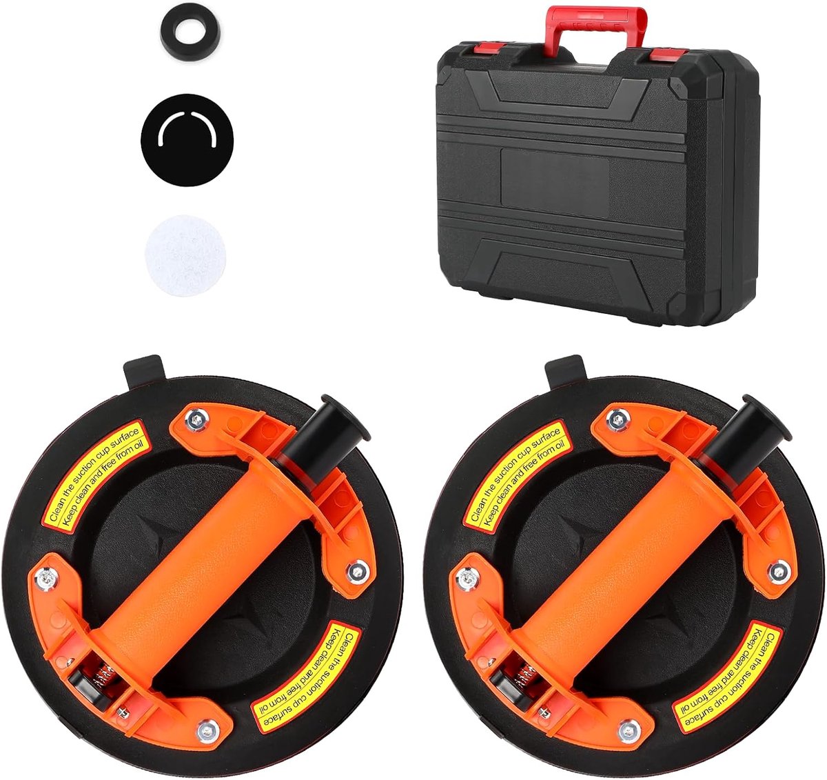 Set of 2 8 Inch Suction Lifts Glass Vacuum Load Max 200kg Vacuum Tile Lift with Portable Tool Box for Glass Tiles - ShopVlot