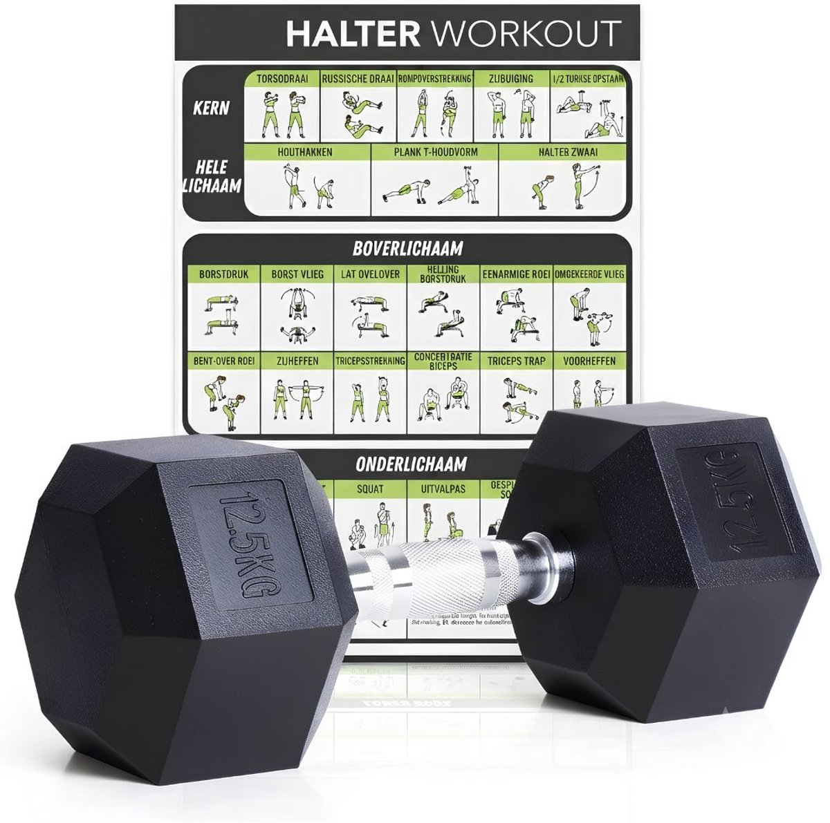 VALI® Dumbells - Fitness Gewichten - Gewichten - Zwart - 31cm x 13cm x 13cm