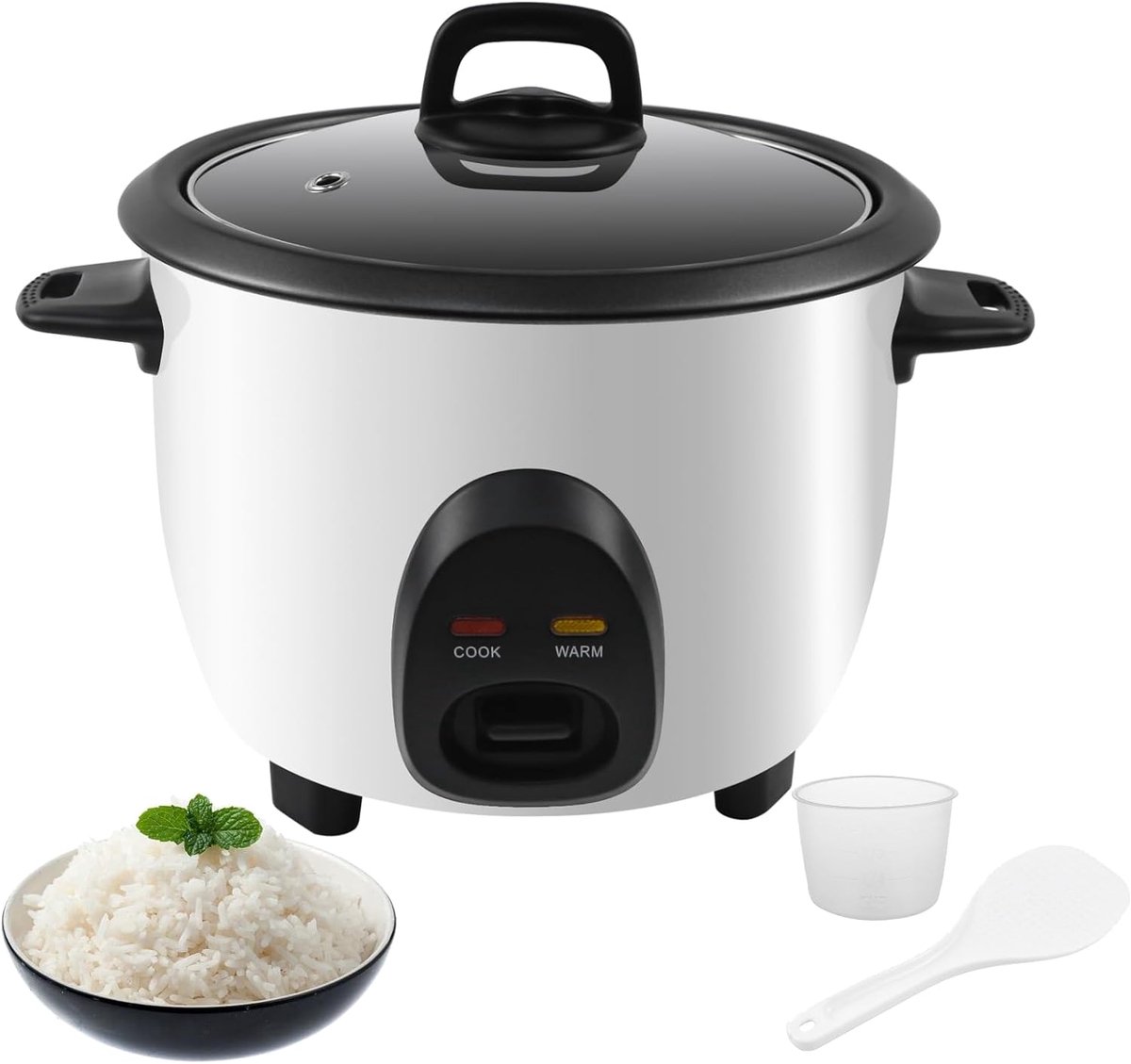 Rice Cooker with Keep Warm Function, Electric Rice Cooker Small, 1 Litre, Non-Stick Coating, with Inner Pot and Lid - ShopVlot