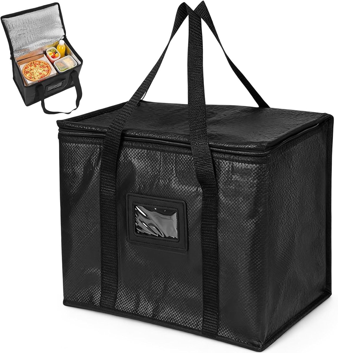 Large Insulated Cooler Bag with Zipper, Foldable Food Thermal Bag, Reusable Shopping Bag, for Hot and Cold Food - ShopVlot