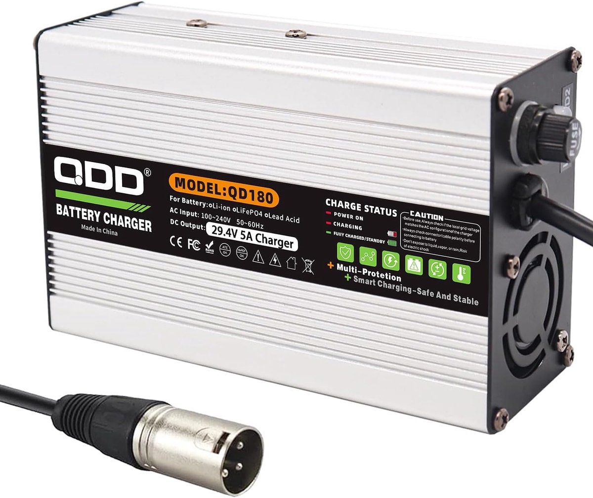 QDD Power adapter 29.4 V 5 A for e-bike, mobility scooter, lithium battery charger, 24 V, 25.9 V, 3-pin XLR connection - ShopVlot