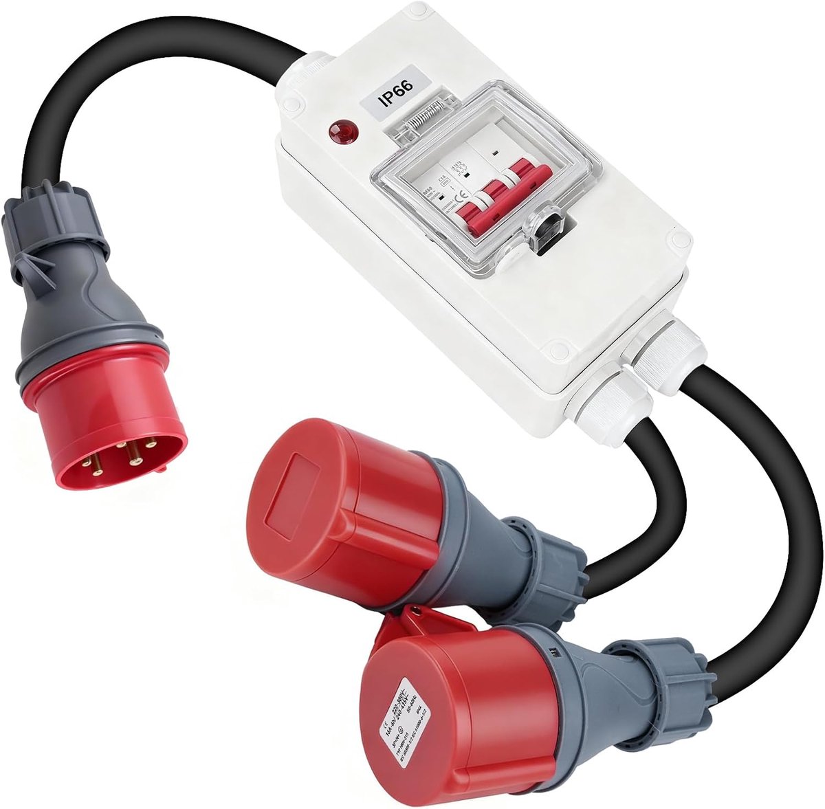 CEE adapter 32 A plug to 16 A with pilot light 5P CEE adapter 32 A to 16 A adapter one-two IP66 H07RN-F - ShopVlot