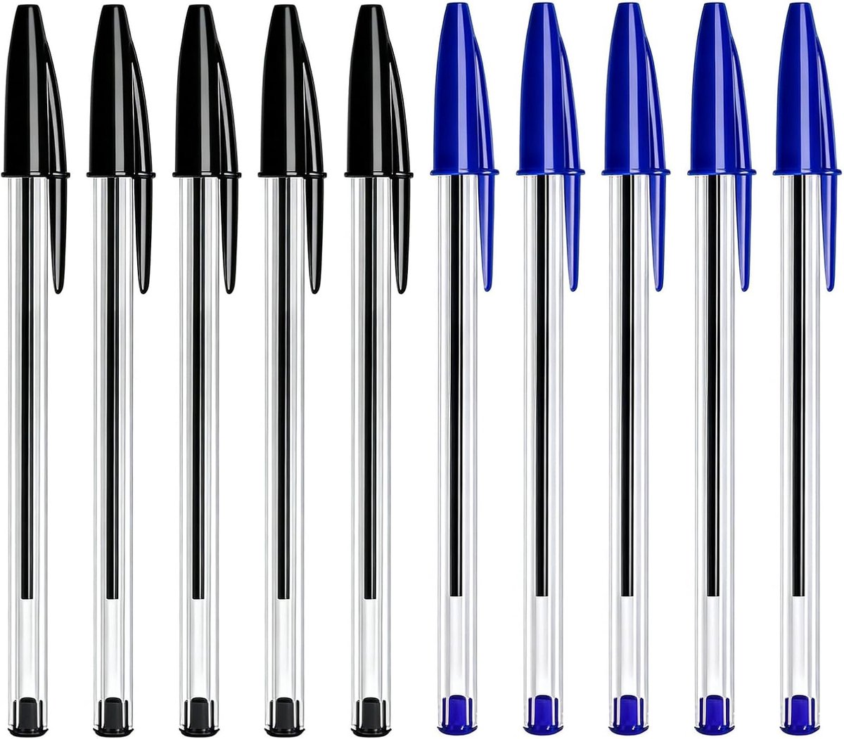 Ballpoint Pens, 10 Pieces, Medium Nib, 1 mm, Liquid Writing Pens, Transparent Case, Pen for Office, School, School - ShopVlot