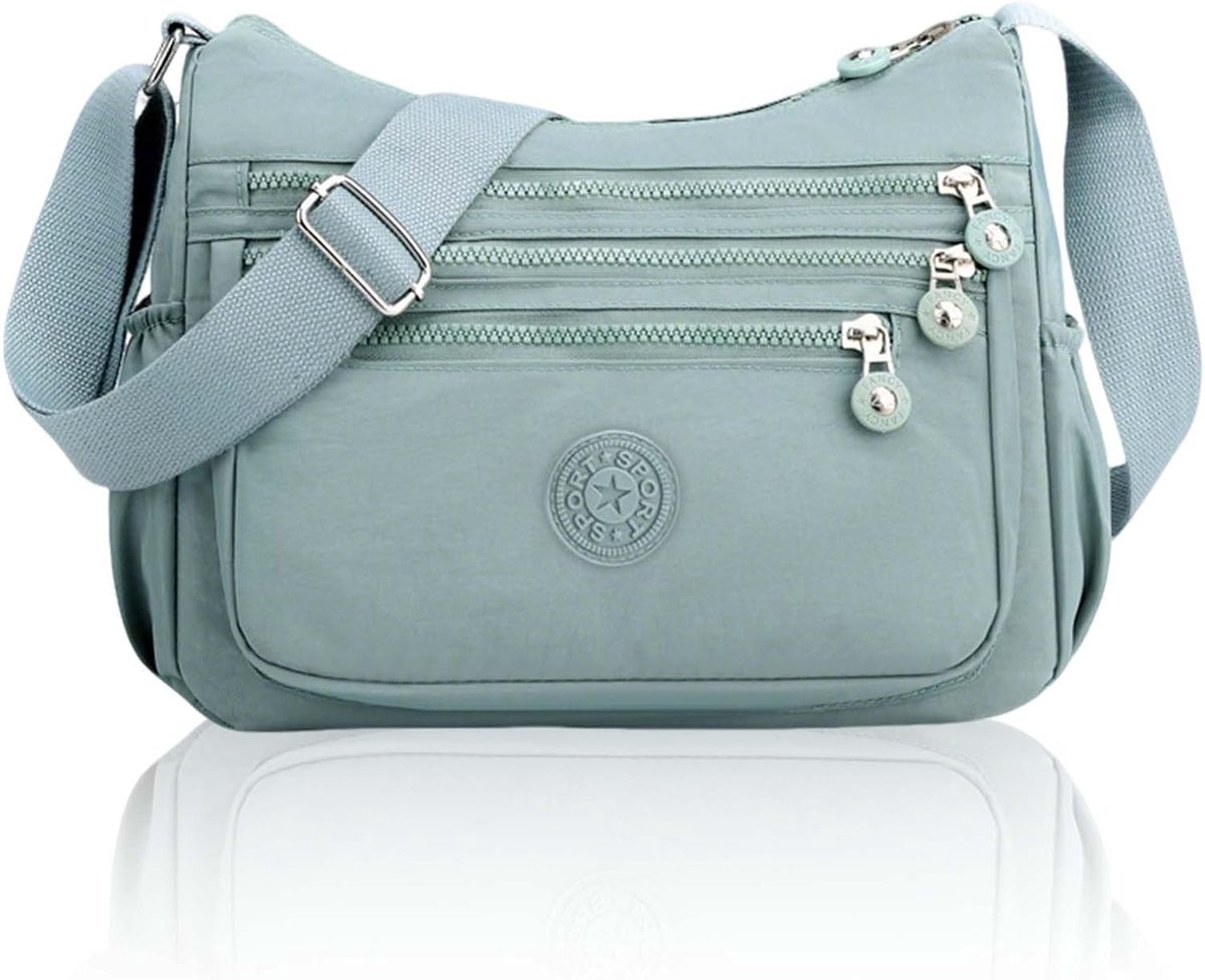 Schoudertas voor dames, middelgrote schoudertas, waterdichte schoudertas met 9 vakken, verstelbare riem, nylon - ShopVlot