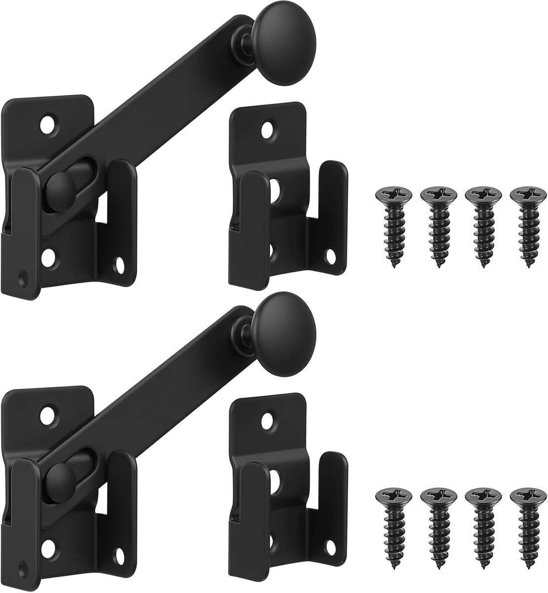 2 Pcs Black Door Lock, Flip Locks, Sliding Door Lock Bolts, Black Garden Gate Locks for Wooden Gates Internal Doors - ShopVlot