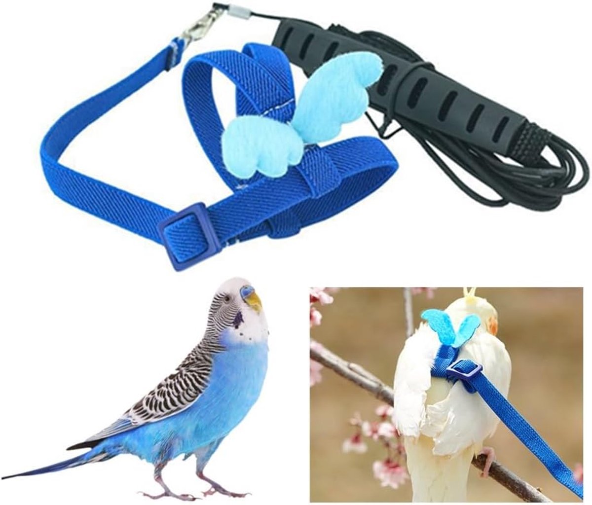 Adjustable Training Rope, Parrot Leash Adjustable Parrot Harness for Pets Birds for Outdoor Activities (Blue) - ShopVlot