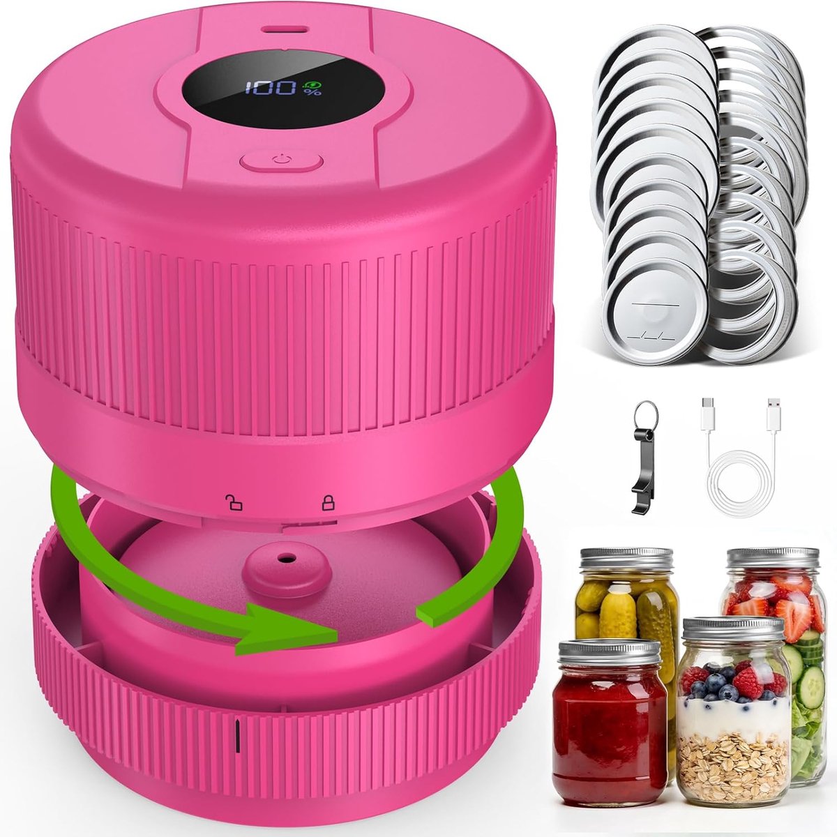 Vacuum Sealer for Glass Containers, Vacuum Machine, Mason Jar, Vacuum Sealer, Vacuum Sealer for Canning Jars for Food - ShopVlot