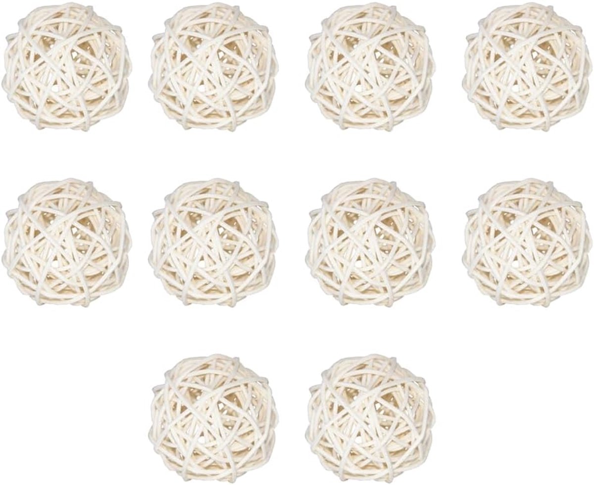 10 stuks rotanballen, 3 cm, natuurlijk wit, decoratief stro, decoratieve bal voor vaasvulling, tafeldecoratie - ShopVlot
