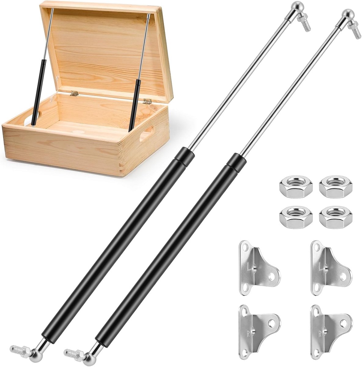 Gasveer 500 mm 445N - L-vorm - Schokdemper voor zware kastdeuren - Ideaal voor gereedschapskist en camper - ShopVlot