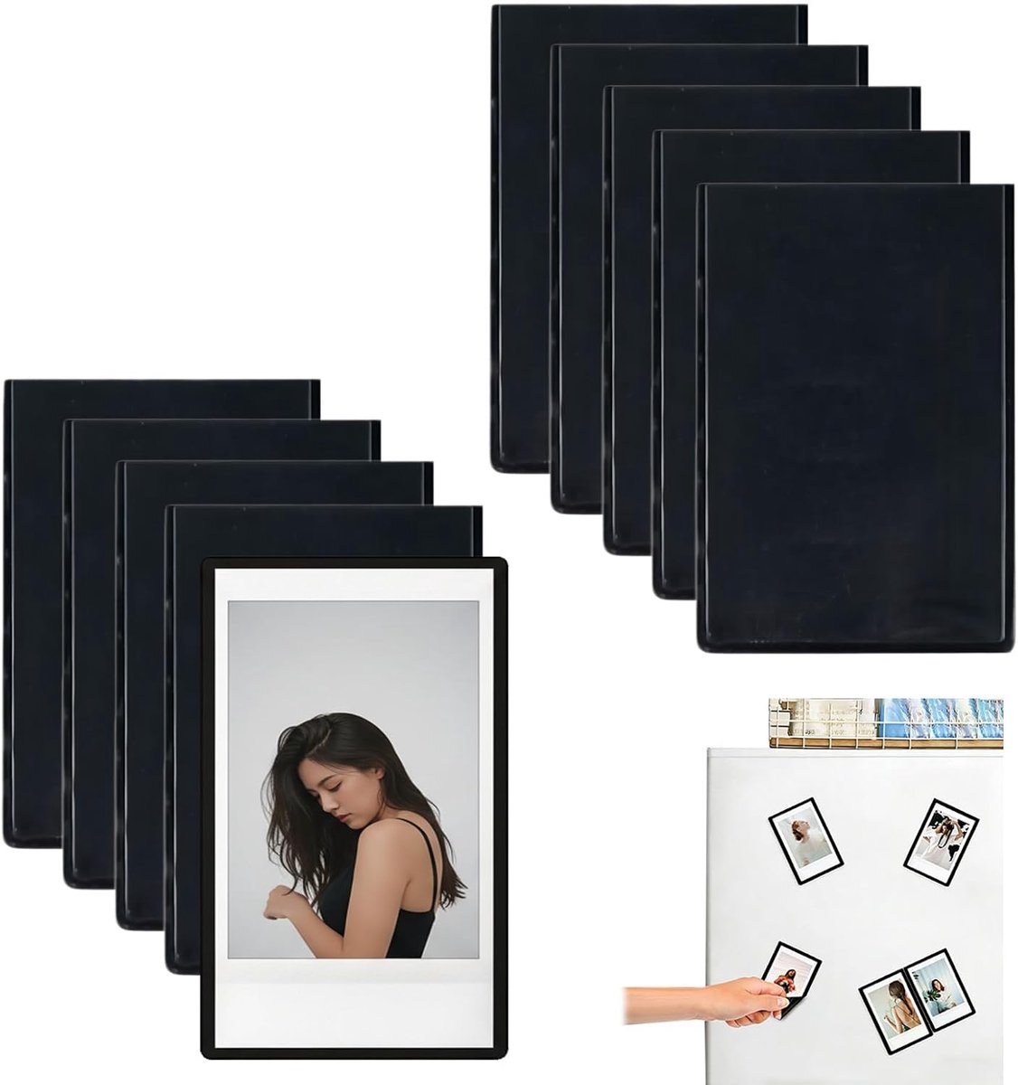 Magnetische fotolijsten 10 stuks - mini 9,5 x 6,5 cm - zwart - ideaal voor koelkastdecoratie - ShopVlot