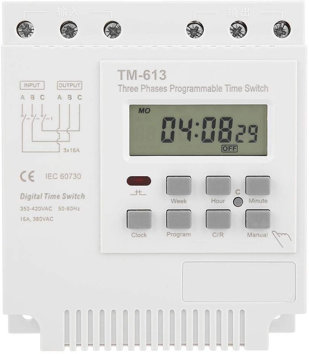 Timer Schakelaar 380V - Programmeerbare Digitale Timer - Driefasig 4 kW - Ideaal voor Automatisering - ShopVlot