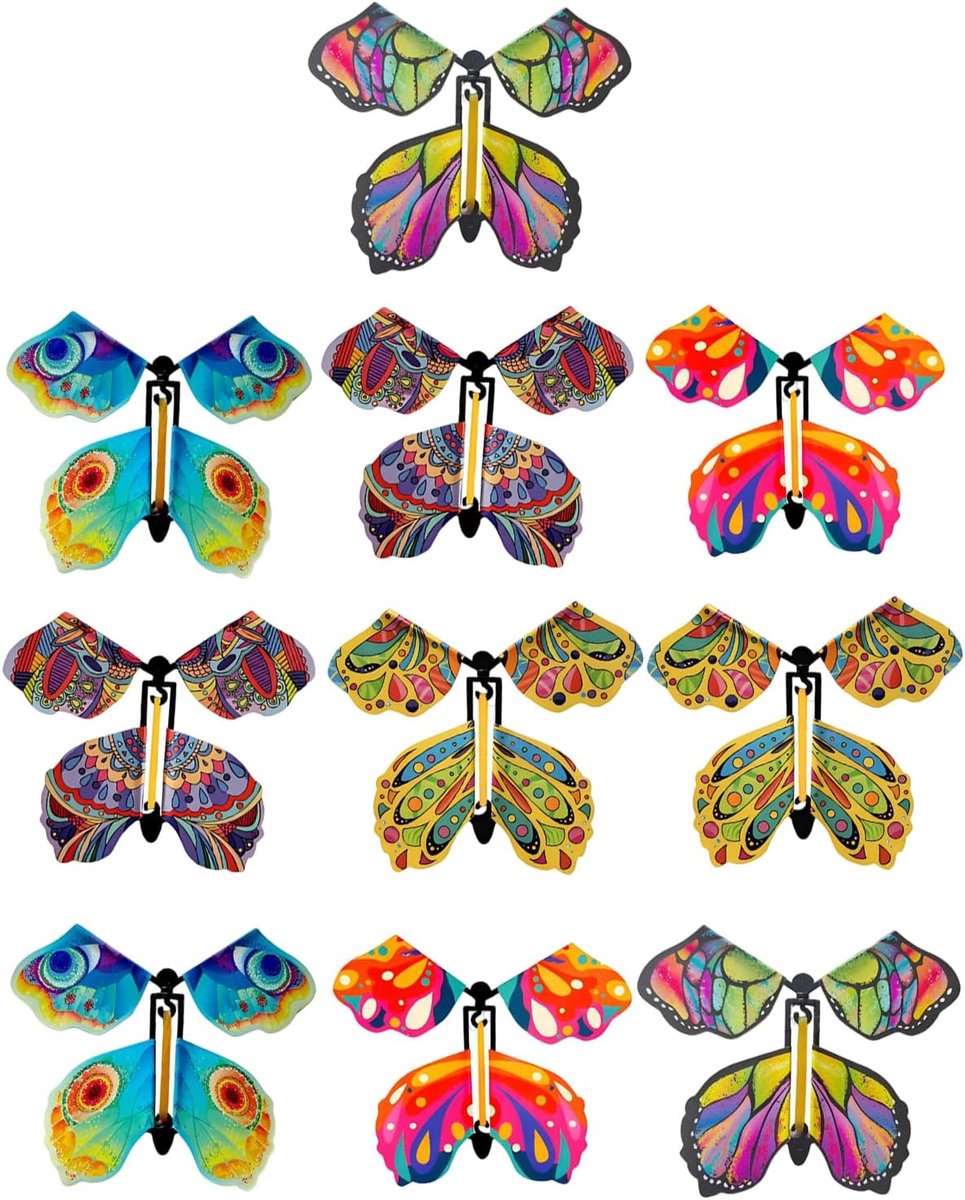 Vliegende vlinders set van 10 - magisch speelgoed - verrassingseffect - leuk voor wenskaarten en geschenken - ShopVlot