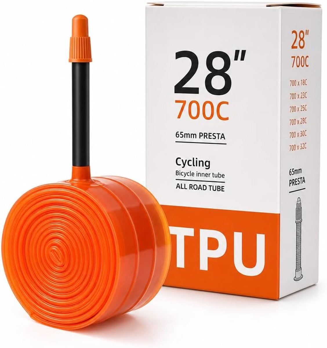 TPU-binnenband racefiets 700C 18-32 mm - lichte binnenband - 60 mm Presta-ventiel - ideaal als reserveslang - ShopVlot