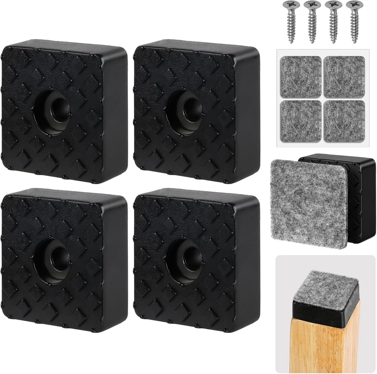 Meubelpoten 30 x 30 x 10 mm - rubberen voetjes - slijtvast en waterdicht - ideaal voor meubels - ShopVlot