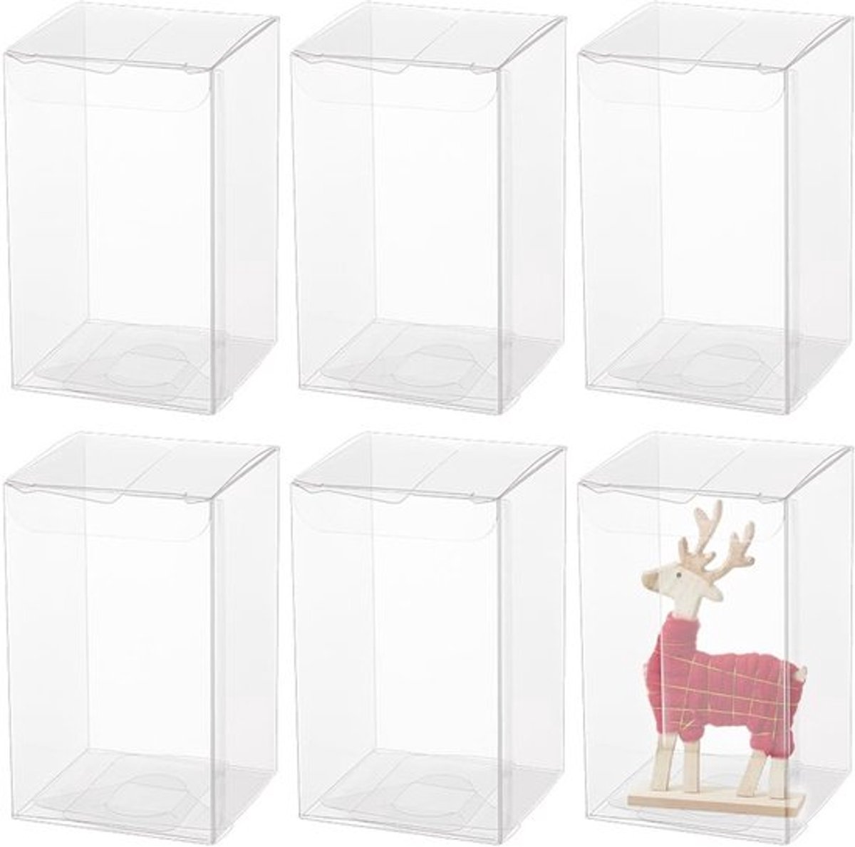 Kubusfolie 30 Stuks - Transparante Geschenkdozen - PVC Dozen - Bruiloft/Kerst - Chocolade/Snoep - 6 x 6 x 10 cm