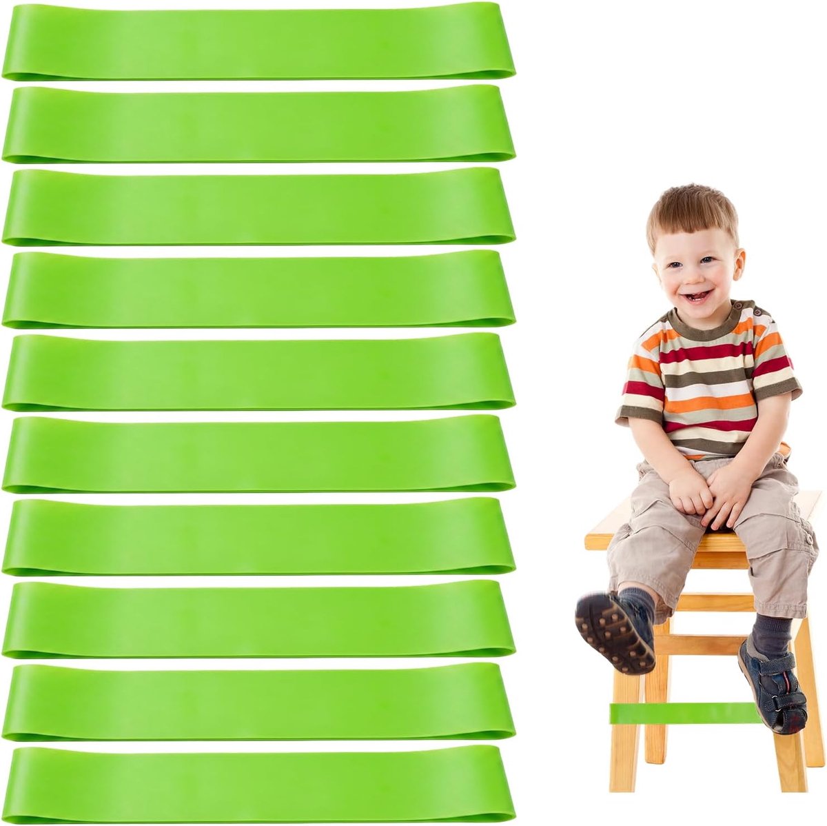 rekbare stoelbanden 12 stuks - groen elastisch - voor kinderen - stressmanagement - ShopVlot