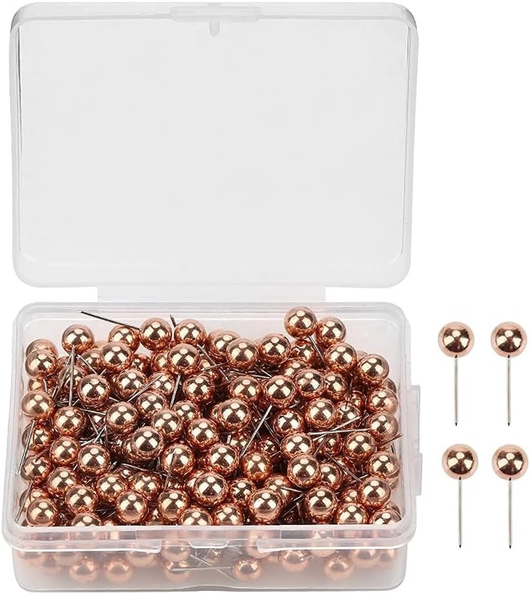 Dikke plastic punaise 200 stuks - rosegoud - decoratief - ideaal voor prikborden - ShopVlot