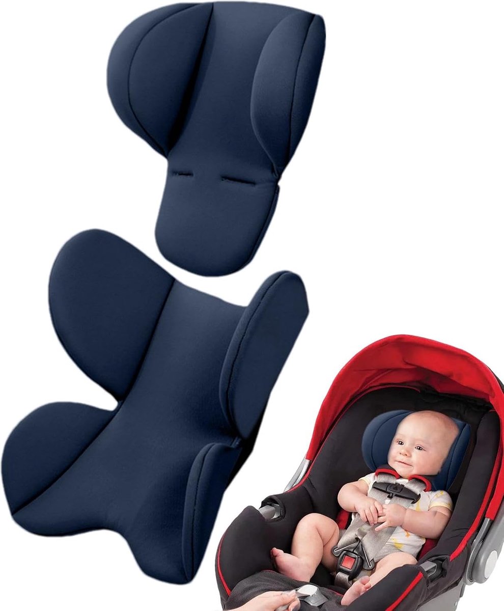 Autostoelkussen voor baby's, hoofdsteun voor autostoeltje voor pasgeborenen, verstelbare hoofdsteun voor baby's, hoofdsteun voor autostoeltje, autostoelkussen voor pasgeborenen, marineblauw