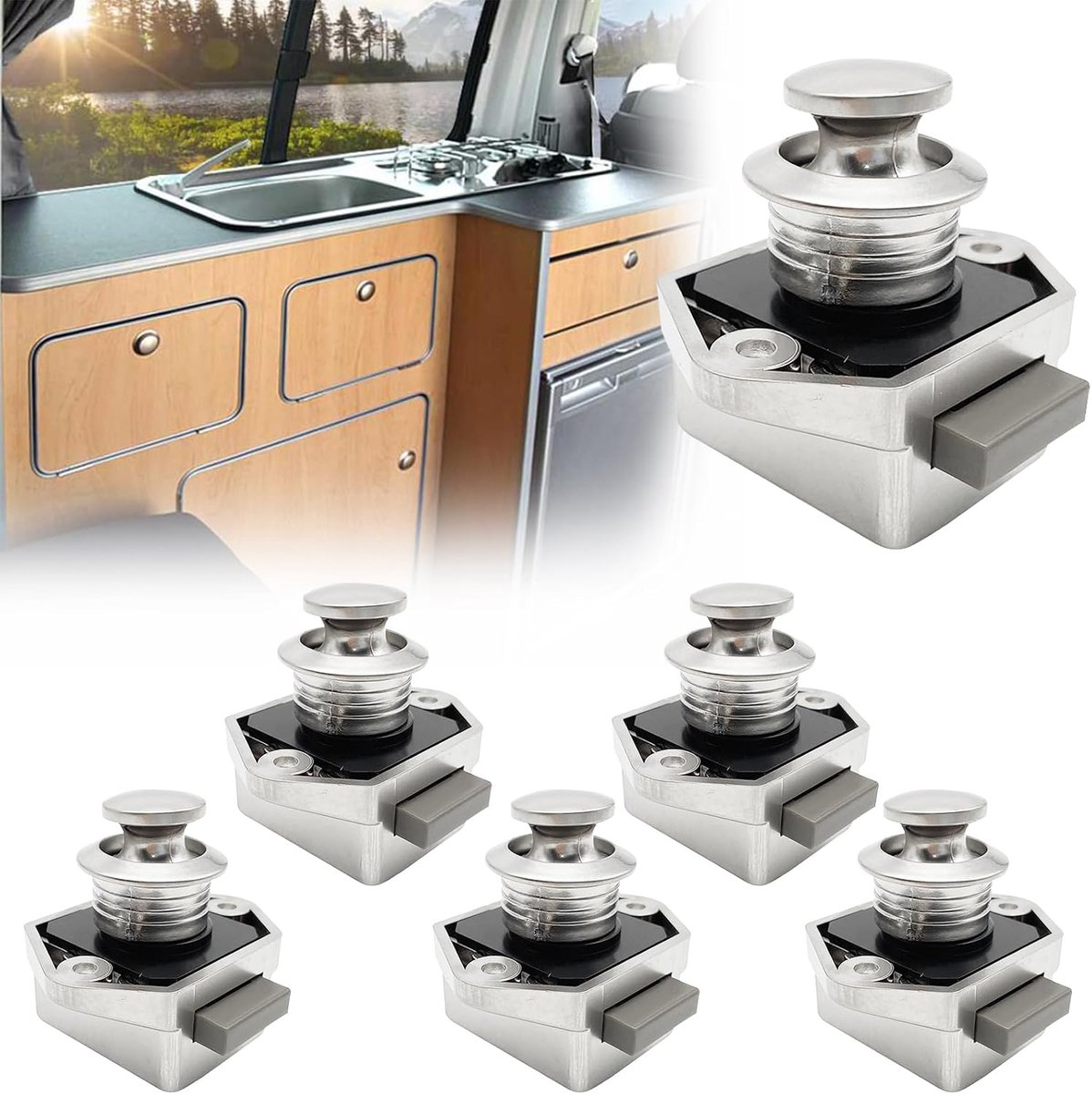 Forcenat 6 Pcs Motorhome Button Latches, Door Closers, Furniture Locks, Door Locks for - ShopVlot
