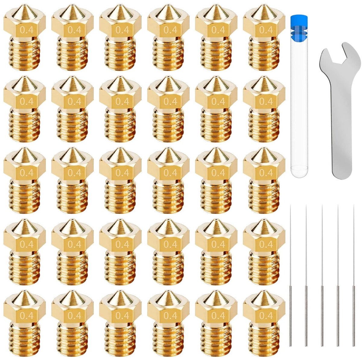 3D Printer Nozzles 0.4mm Brass Nozzle Nozzle Set, Extruder Printhead for 1.75mm Filament E3D V5-V6 3D Printer - ShopVlot