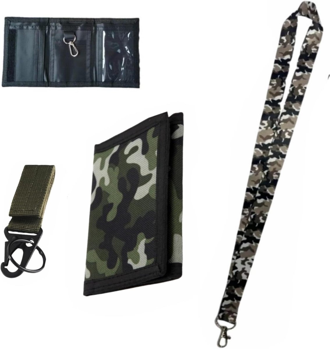 Wallet Unisex Camouflage Anti-Loss Card Compartment Camouflage Kids Wallet Avec Boucle Hawkbill + Lanyard Badge - ShopVlot