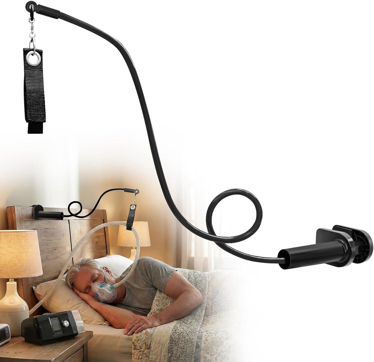 CPAP Slanghouder voor bed, flexibele adembuishouder zonder boren - ShopVlot