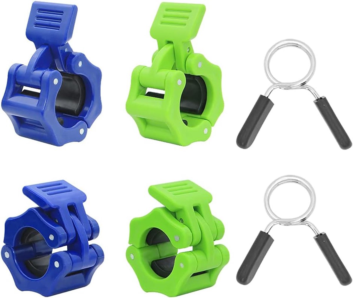 4Pcs 1 Inch Barbell Clip with 2Pcs Barbell Spring Clip, Quick Release Barbell Clamps Collar Dumbbell Lock Clamps for - ShopVlot