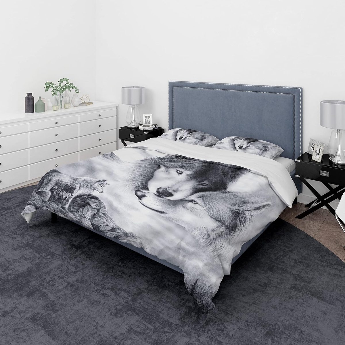 Bed Linen Set, Duvet Cover, 3D Design, Dream Catcher, 3-Piece Microfibre Duvet Cover Super Soft and Breathable, Wolf - ShopVlot