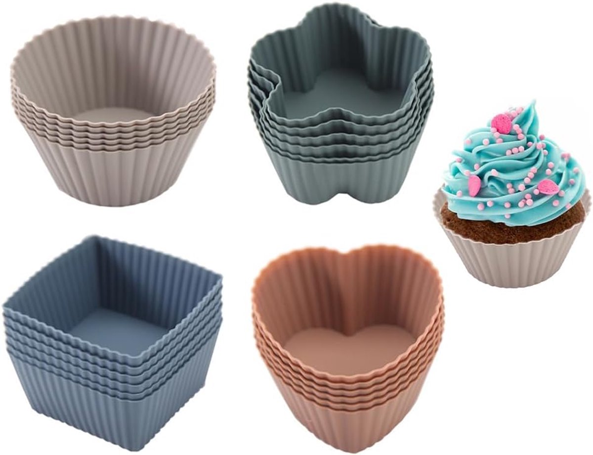 Anlising Pack of 36 Silicone Muffin Moulds, 4 Standard Silicone Moulds, Non-Stick Coating, Reusable, Non-Stick - ShopVlot