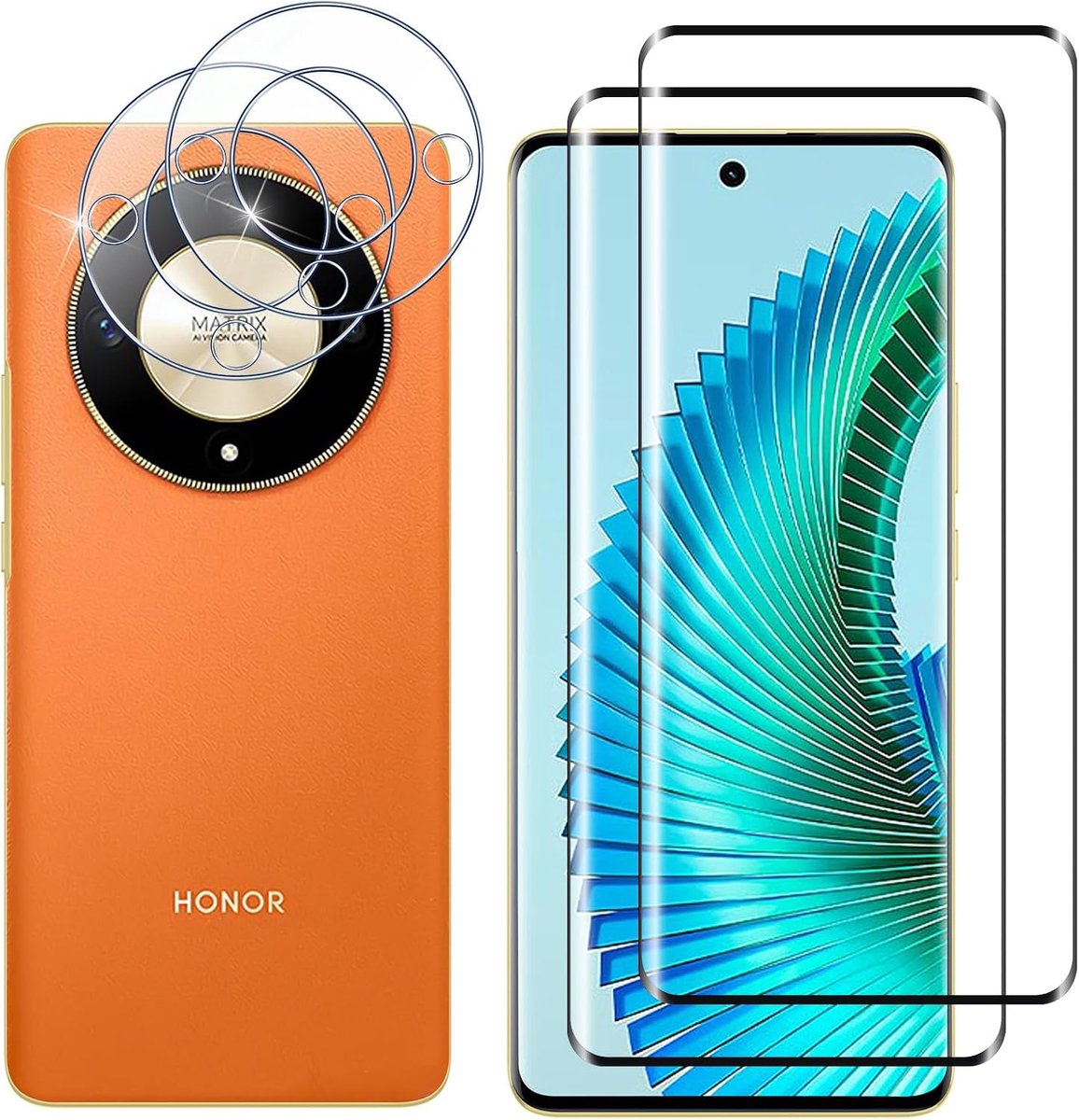 Kokio 2 x Protective Film for Honor Magic 6 Lite 5G Protective Glass with 2 x Camera Protection, 9H Hardness, Screen - ShopVlot