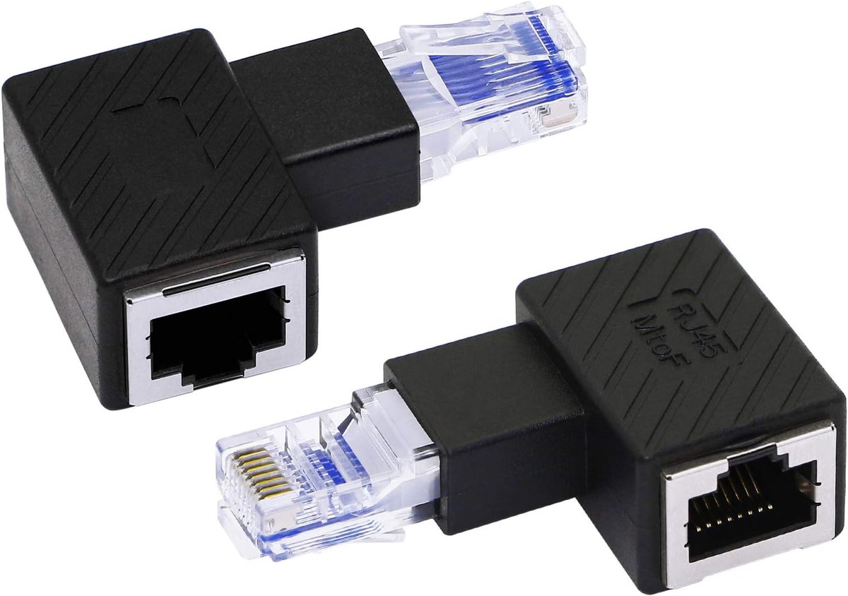Linke Ecke Ethernet Adapter, Ethernet 90 Degree RJ45 Plug Extension Cat6 LAN Network Jack for Computer, Laptop - ShopVlot