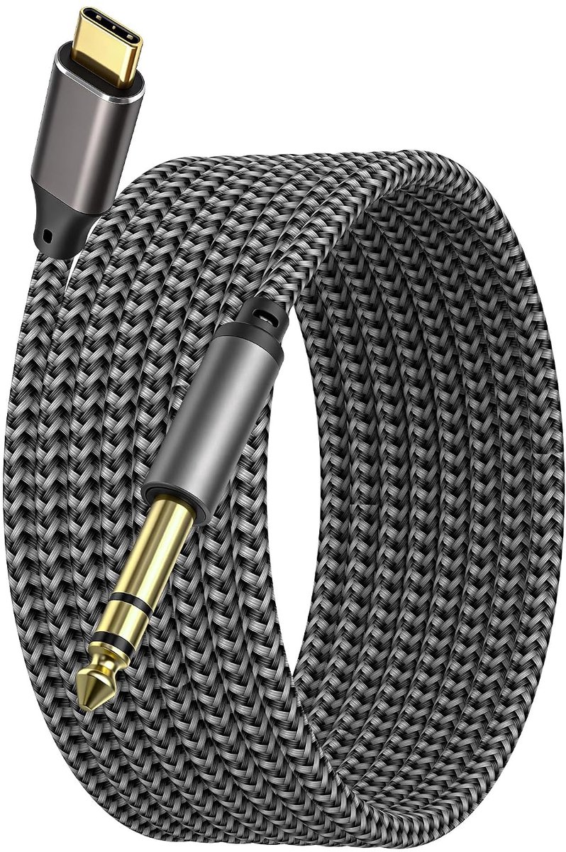 XMSJSIY USB type C naar 6,35 mm TRS stereo audiokabel verguld USB C naar 1/4 inch TRS-stekker nylon gevlochten AUX - ShopVlot