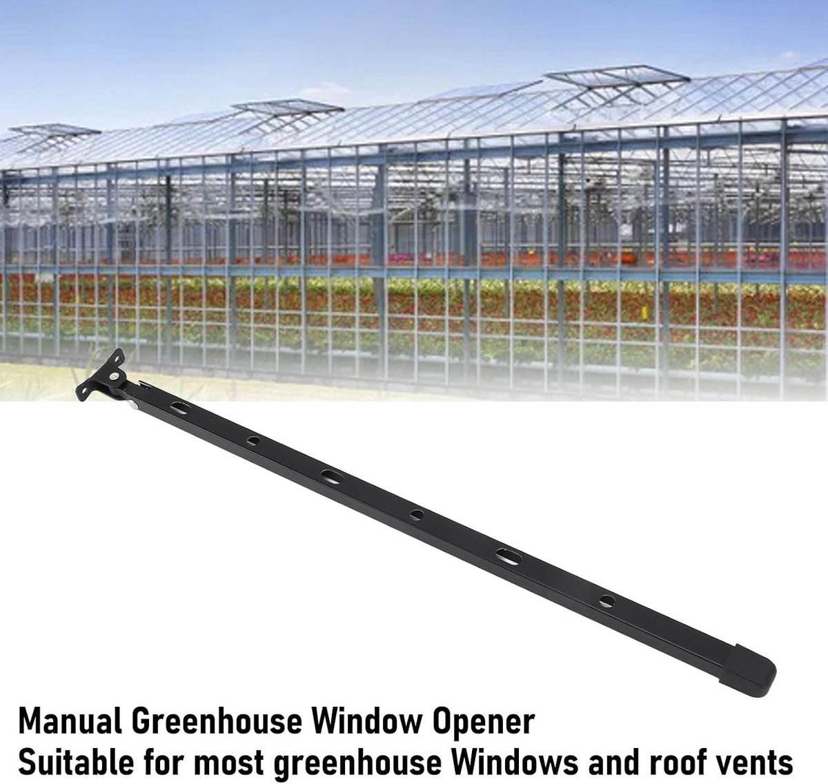Standing Greenhouse, Window, Stable Aluminium, Manual Greenhouse, Roof, Opener, Bar Kit with 6 Screws, 39 cm (Black) - ShopVlot